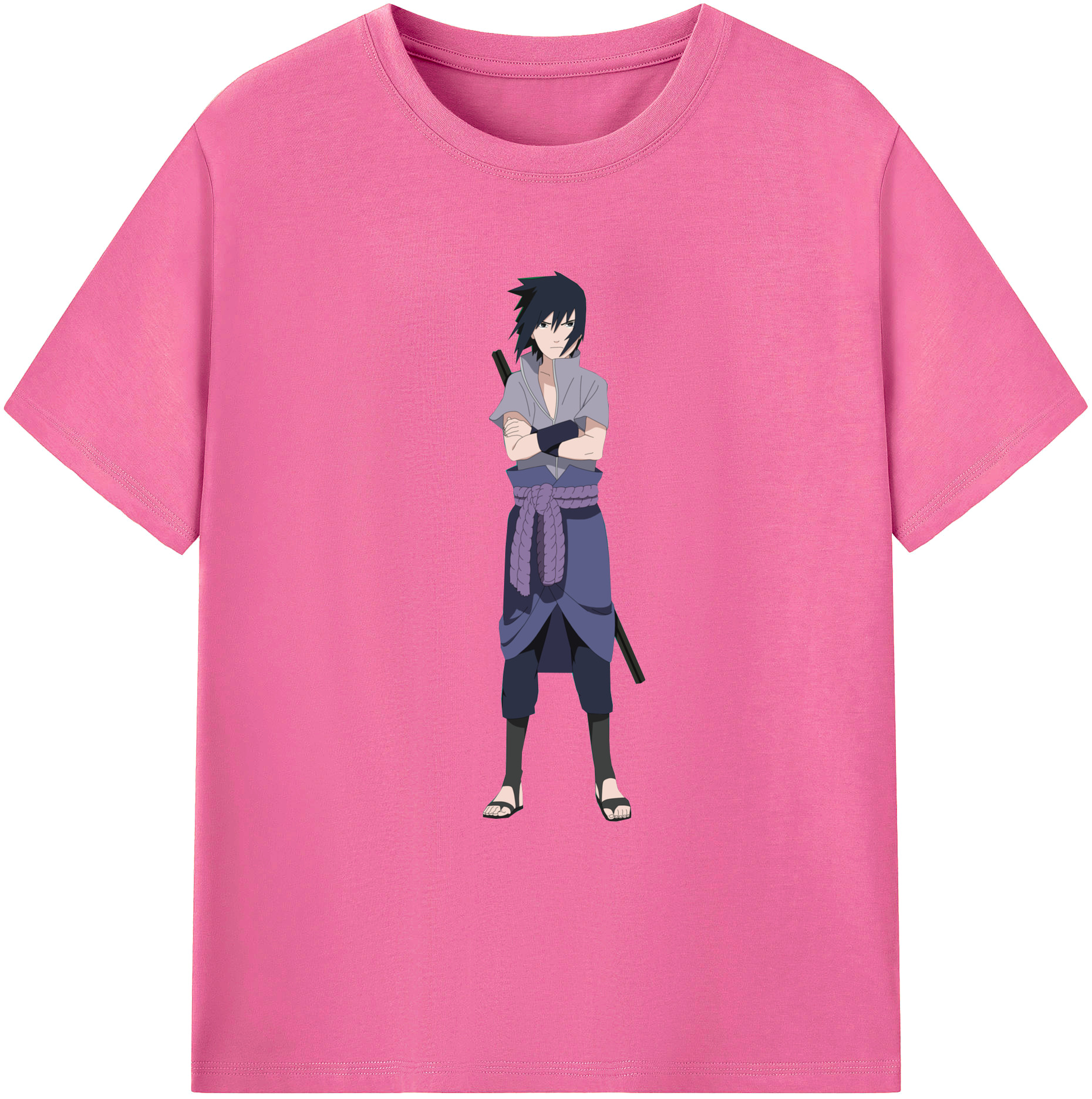 （画像用） NARUTO -ナルト- うちは サスケ Uchiha Sasuke レディースカジュアルプリントTシャツ（綿100％）